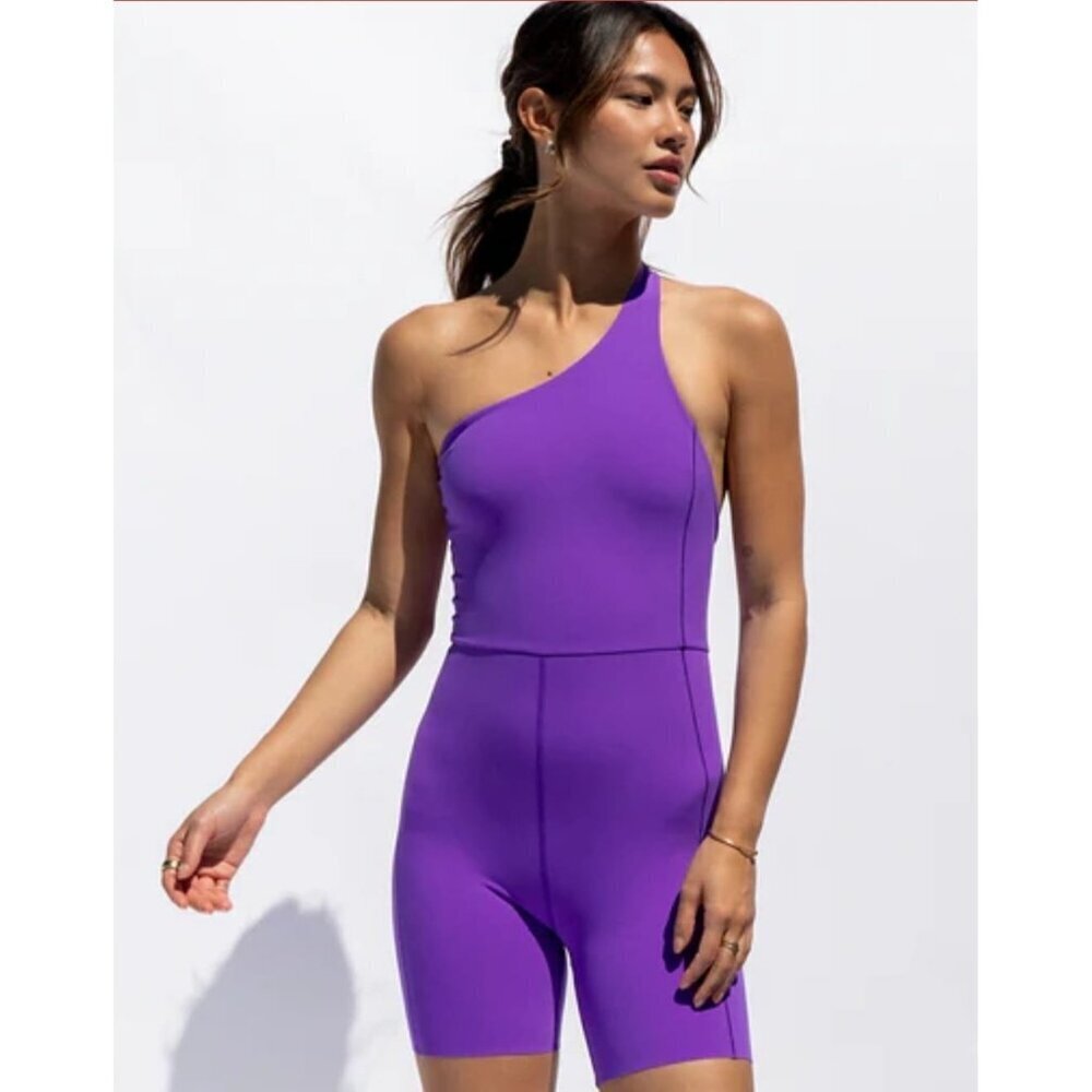New Left on Friday Shoreline Playsuit Womens M Purple Asymmetrical